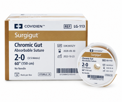Covidien Chromic Gut Absorbable 2-0 Suture LG-113 Exp 2028-09-30 — New in Box