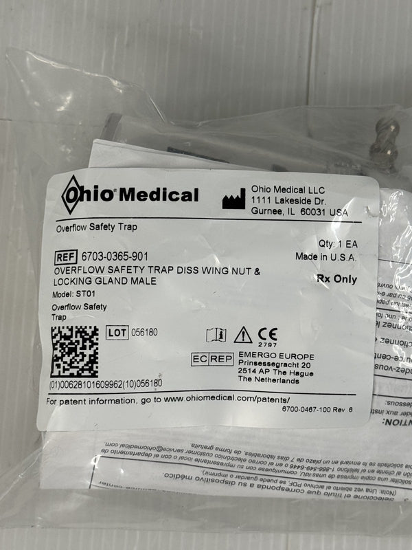 Ohio Medical Overflow Safety Trap ST01 — New in Box